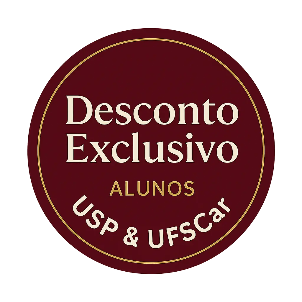 Selo de desconto exclusivo para alunos da USP e UFSCar na Reabilitá Odontologia em São Carlos.